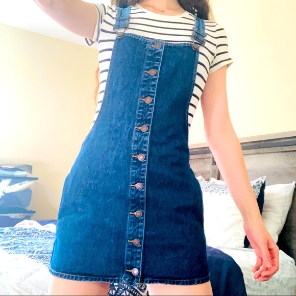 Forever 21 Denim Blue Mini Overall Dress Small - Picture 3 of 11